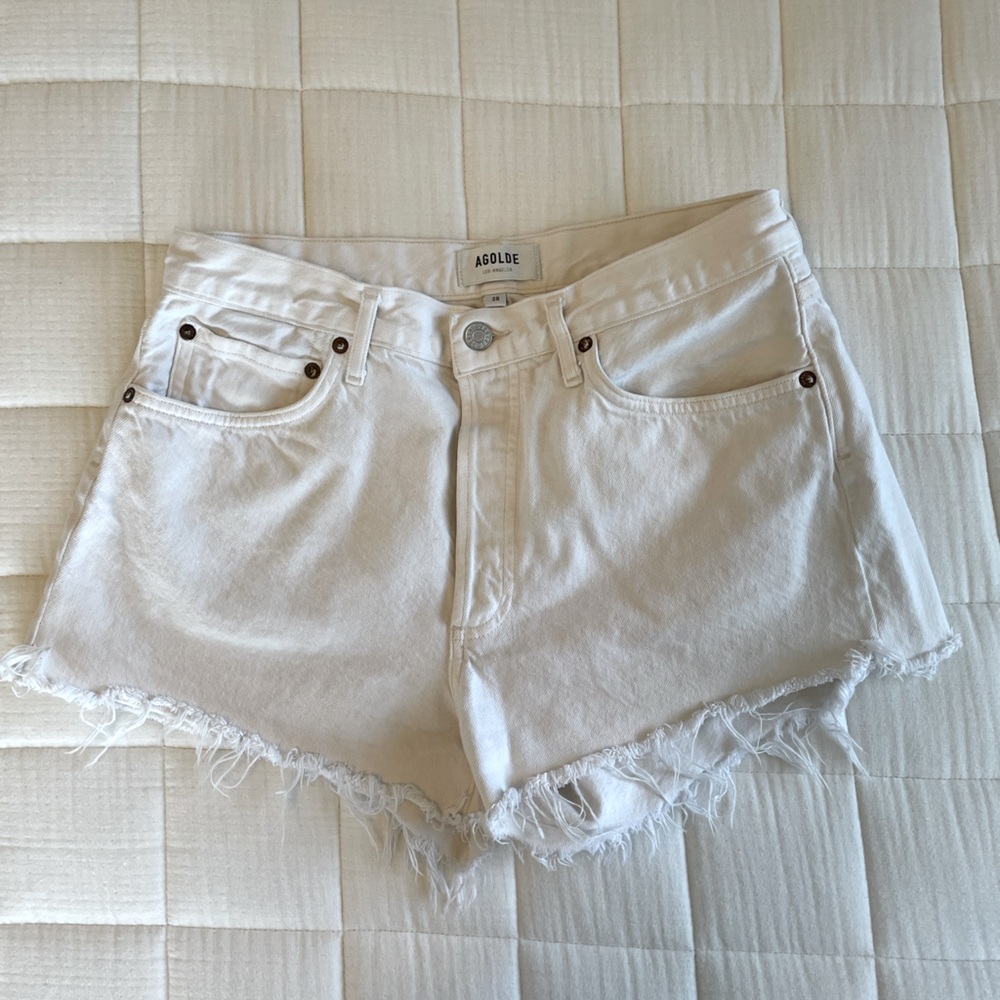 Agolde White Jean Shorts